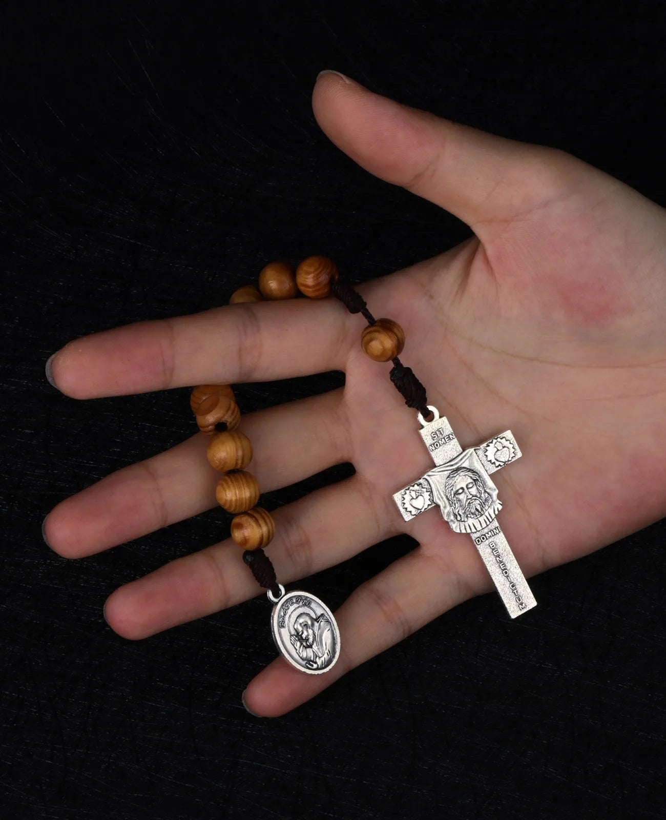 Pocket Rosary Padre Pio Medal Handmade
