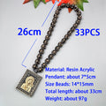 NEW Rosary Pendant Eastern Orthodox 3D Paintings Resin Black Gold Madonna