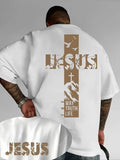 Jesus Cross Pattern Printed Short-sleeved