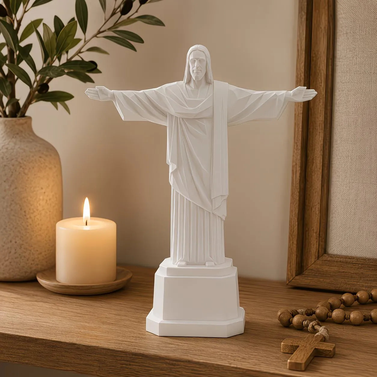 Christ The Redeemer Statue White Resin Sculpture Rio Landmark Ornament