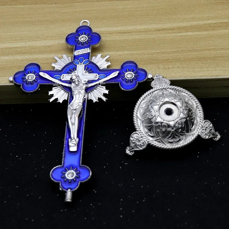 Church Relics Figurines Crucifix Jesus Christ On The Stand Cross Wall Crucifix Antique Home Chapel Decoration Prayer Crosses