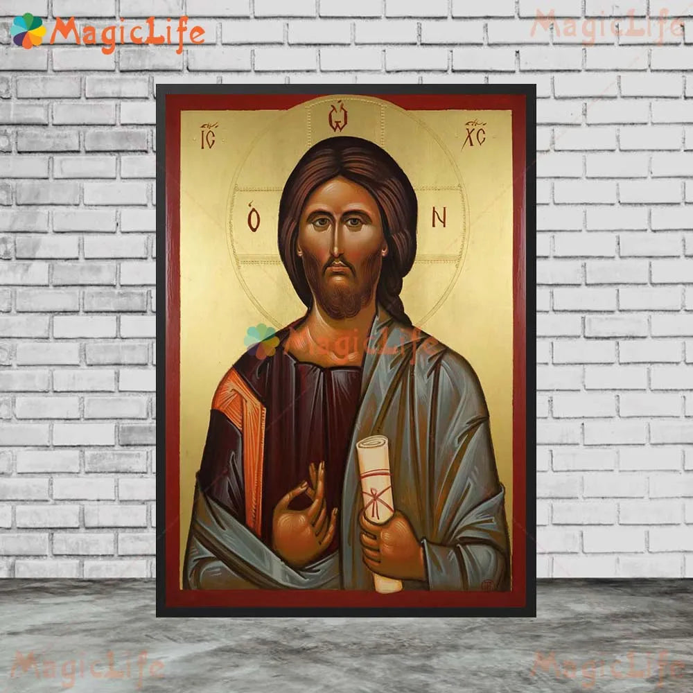 Christ Blessing Icon Orthodox Wall Art Canvas Painting Unframed