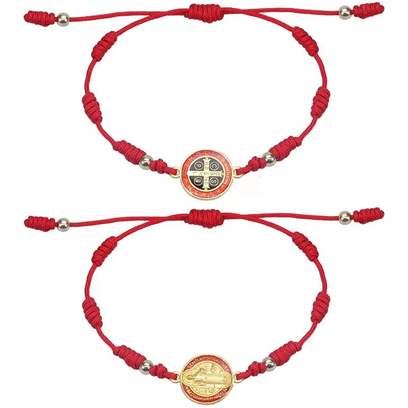 1PCS Red Rope St. Benedict Woven Bracelet