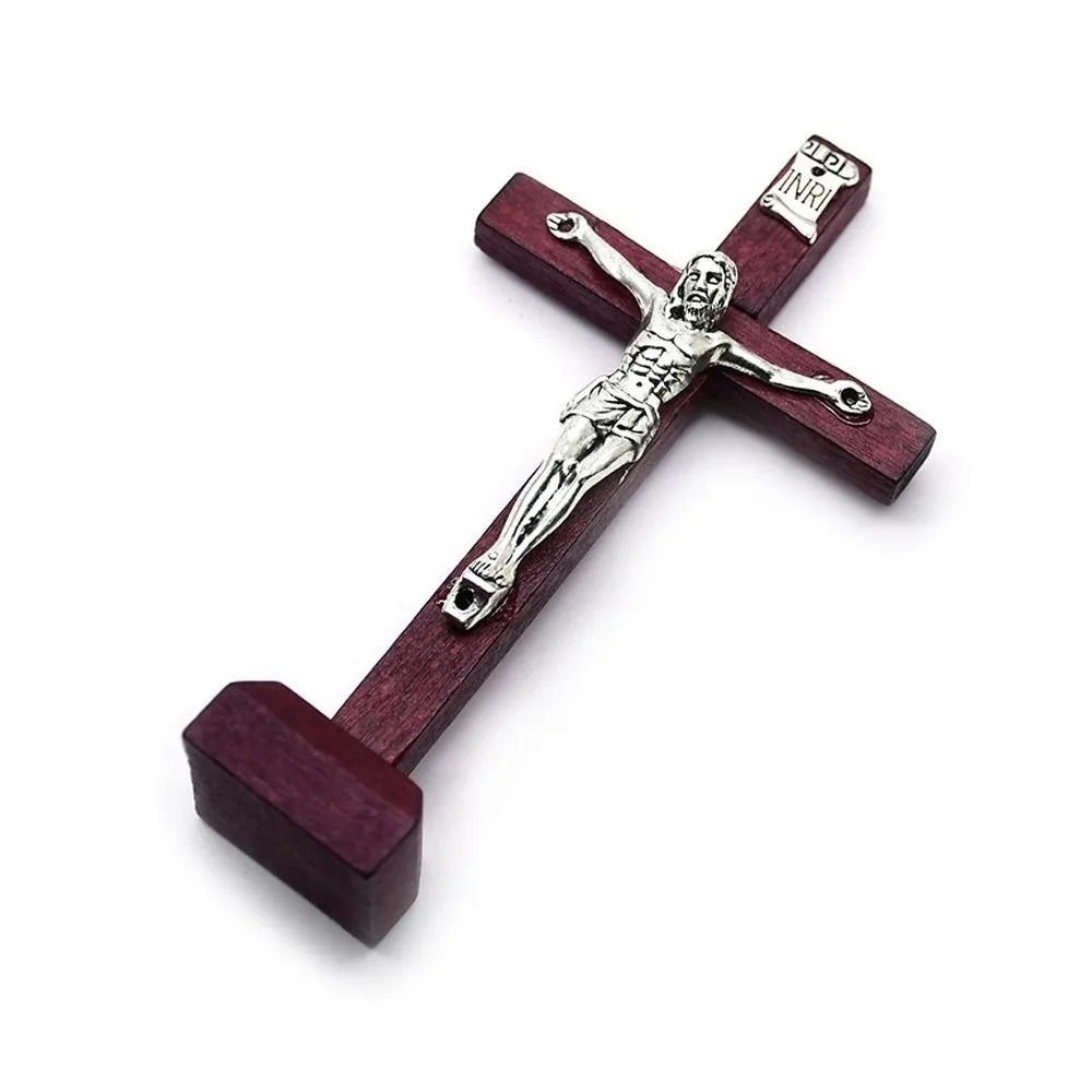 Tabletop Wood Crucifix on stand