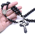 Large Handmade Round Bead Rosary Necklace