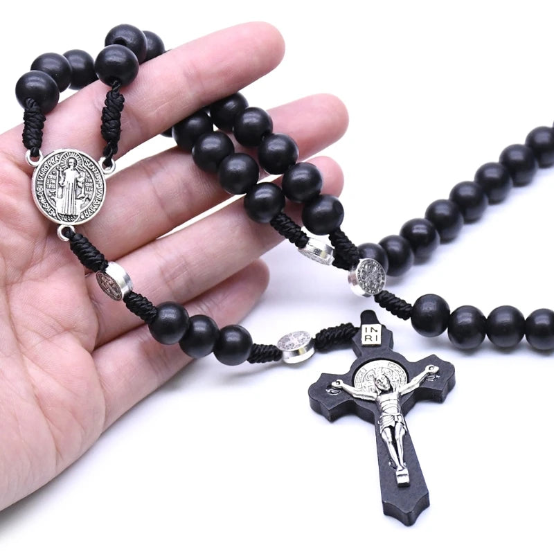 Large Handmade Round Bead Rosary Necklace