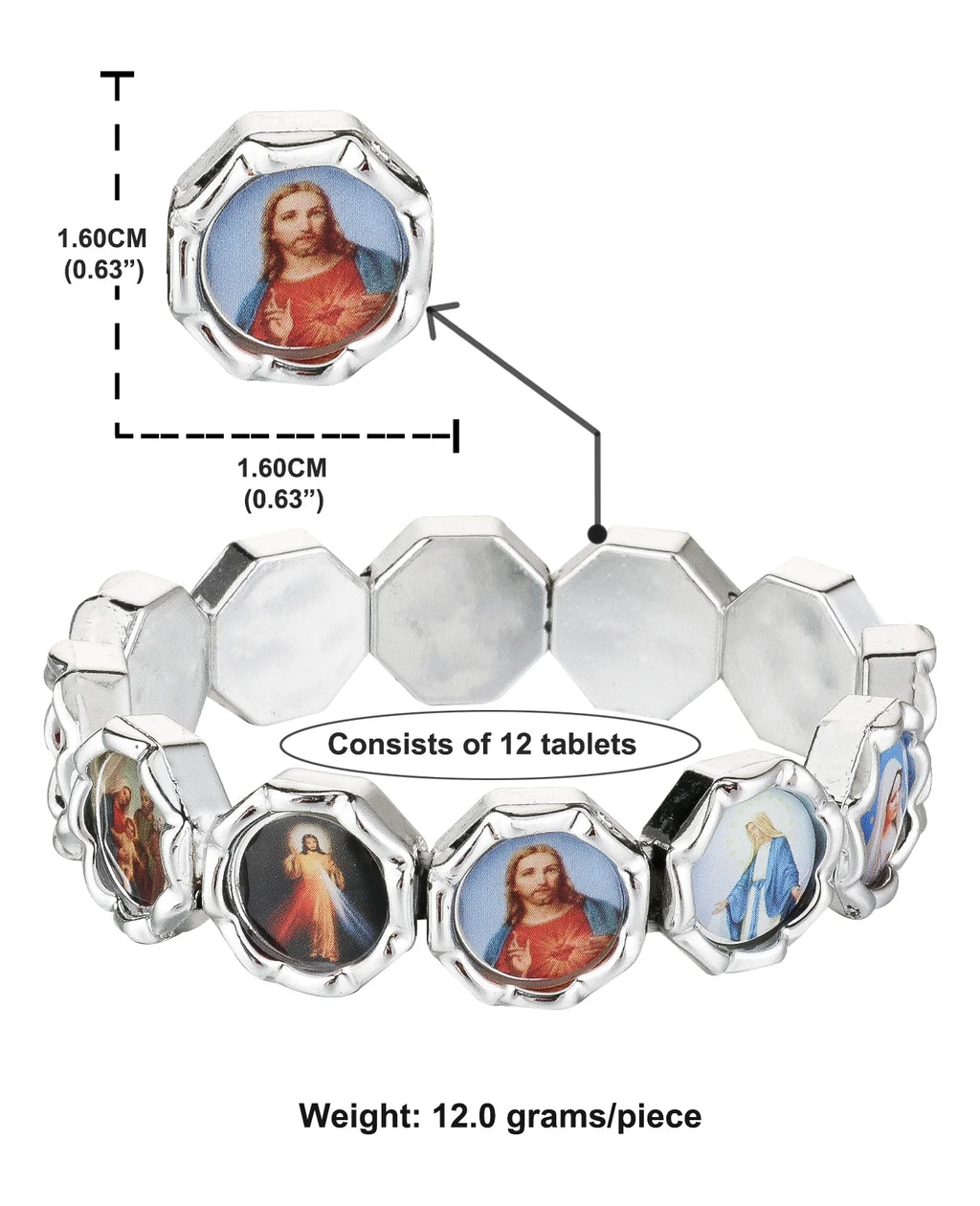 Holy Icon  Sacred Heart Elastic Stretch Bracelet