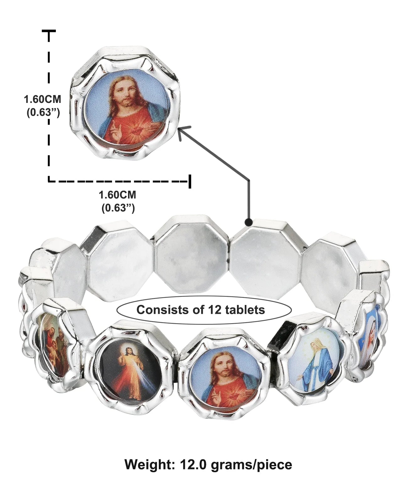 Holy Icon  Sacred Heart Elastic Stretch Bracelet