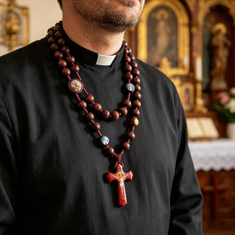 Handmade Large Wooden Rosary with Crucifix