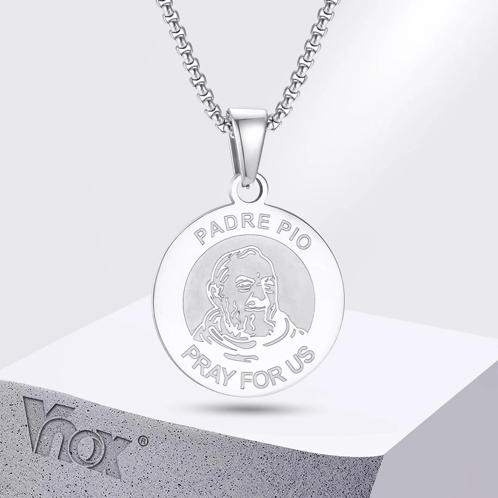 Padre Pio Coin Pendant Necklace