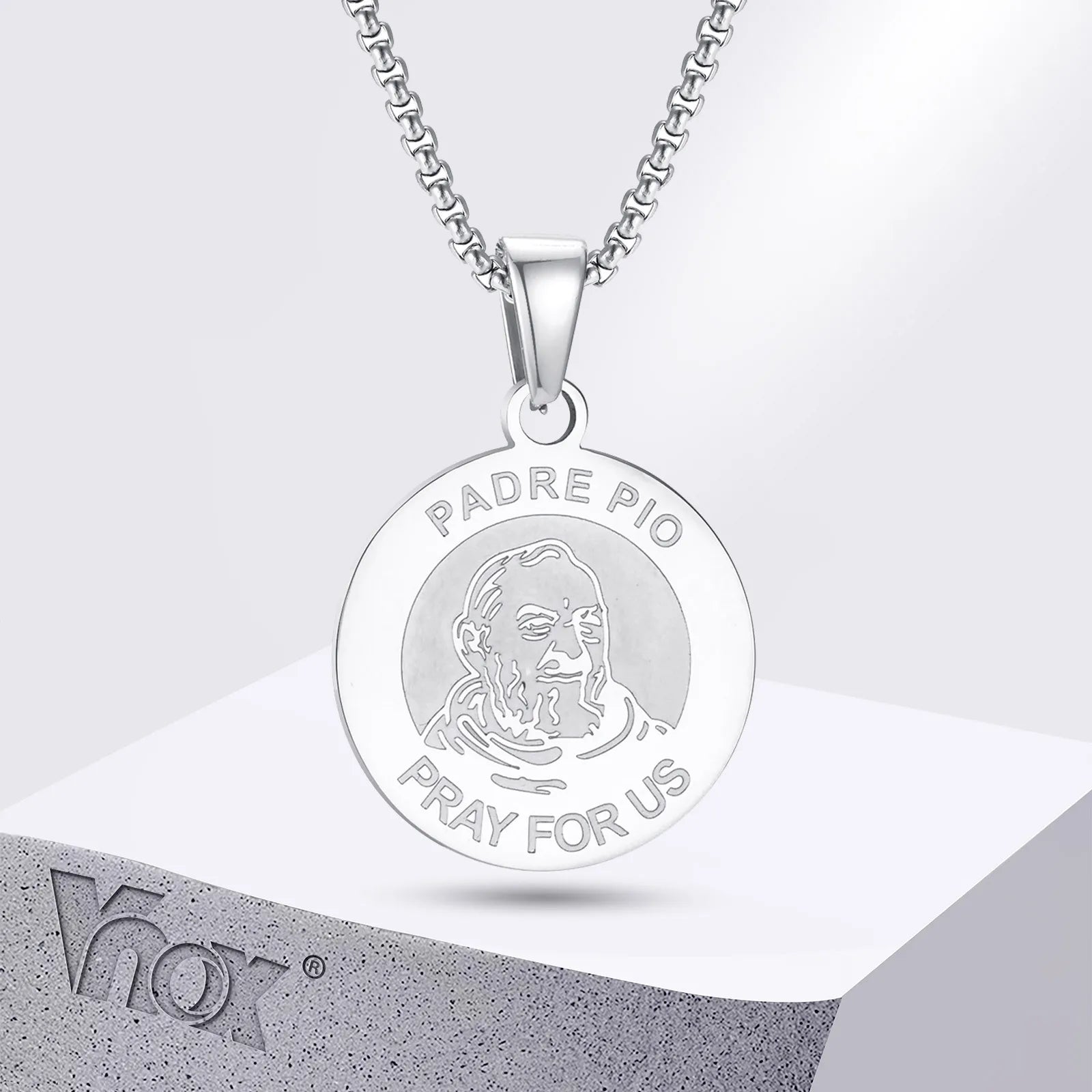 Padre Pio Coin Pendant Necklace