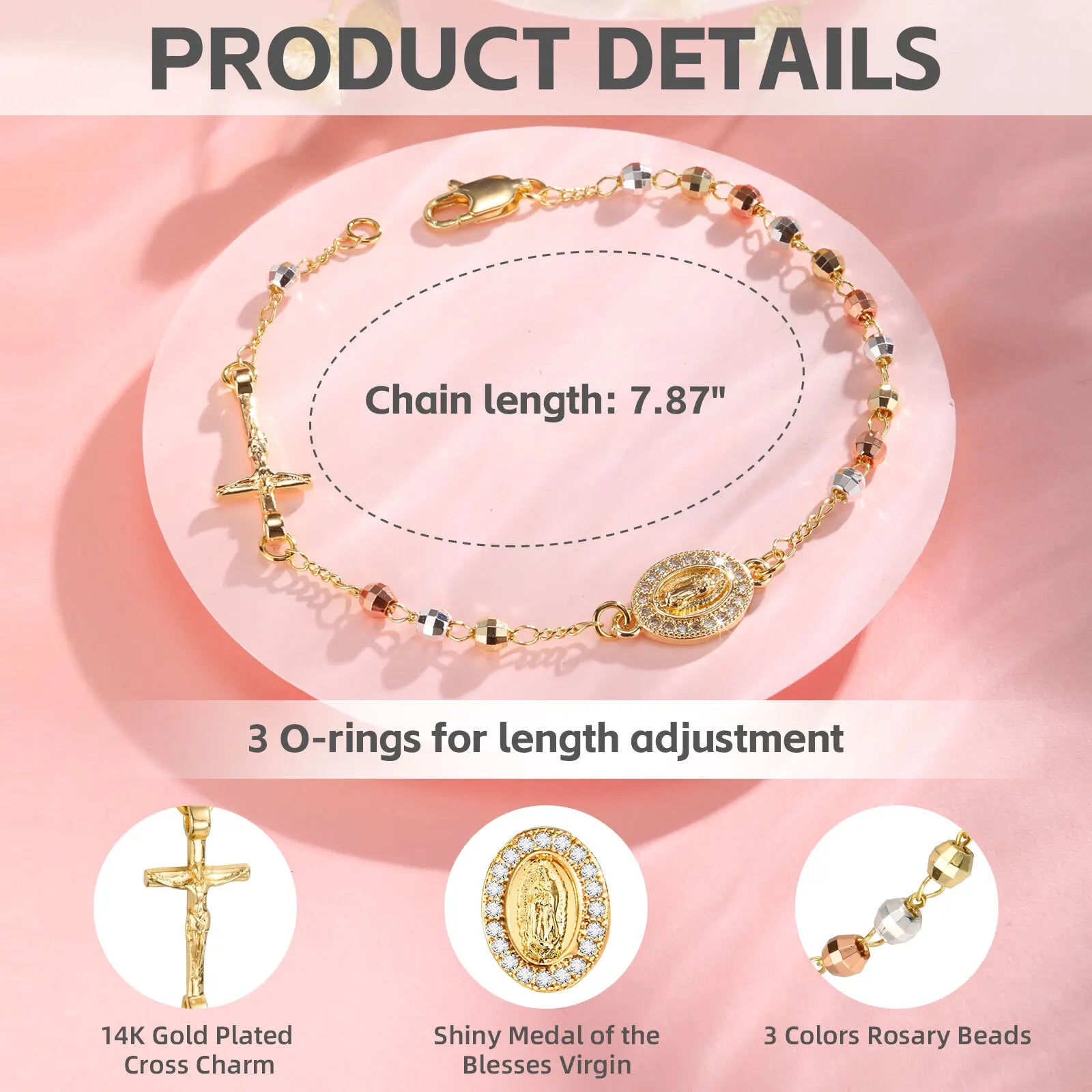 Virgin Mary Cross Bracelet