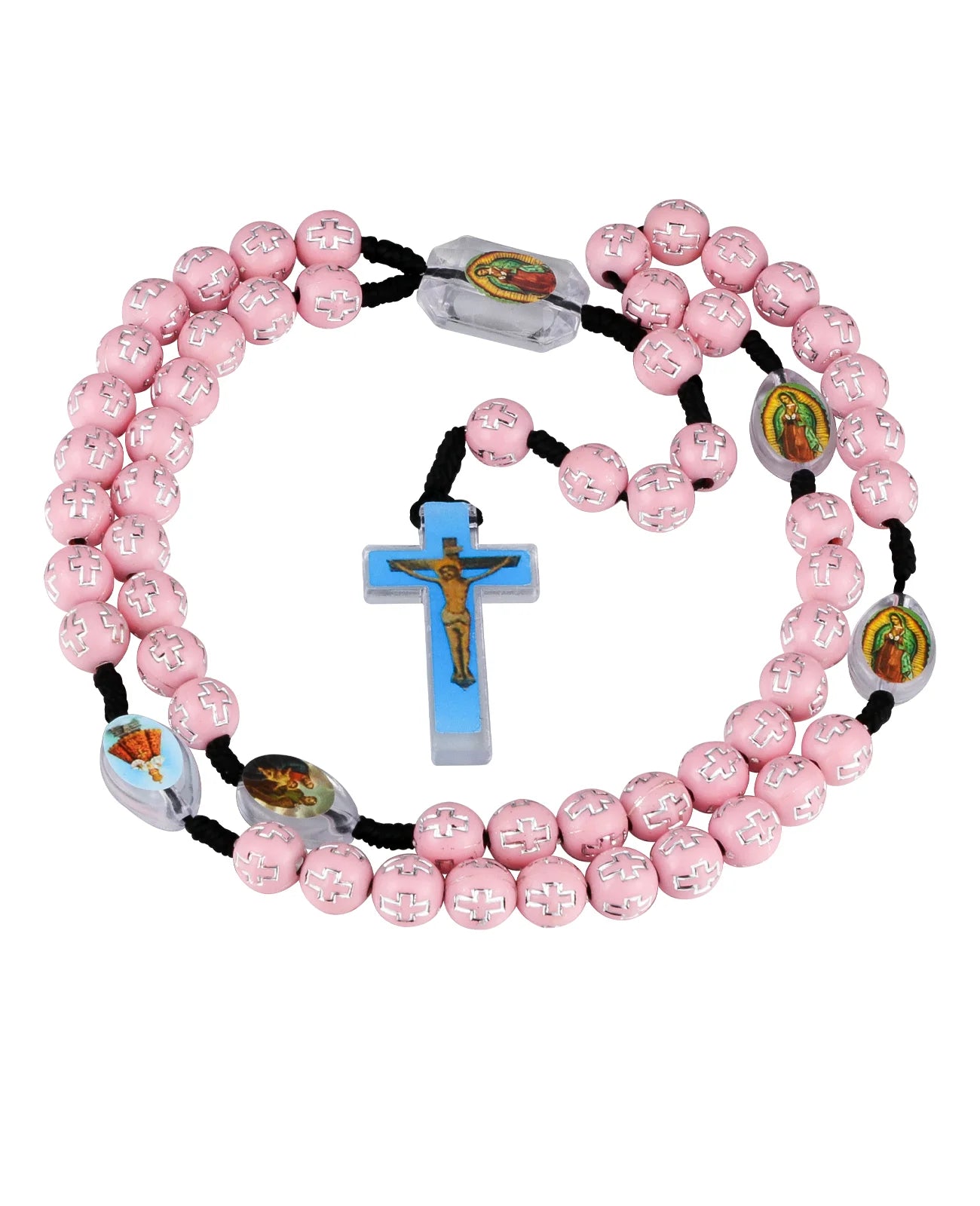 6 Colors Prayer Beads Chain Rosary Necklace Random Holy Icon Medal Spacer Beads