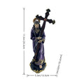 Jesus Carrying Cross Statue, Purple Robe Hand Painted Resin Decor