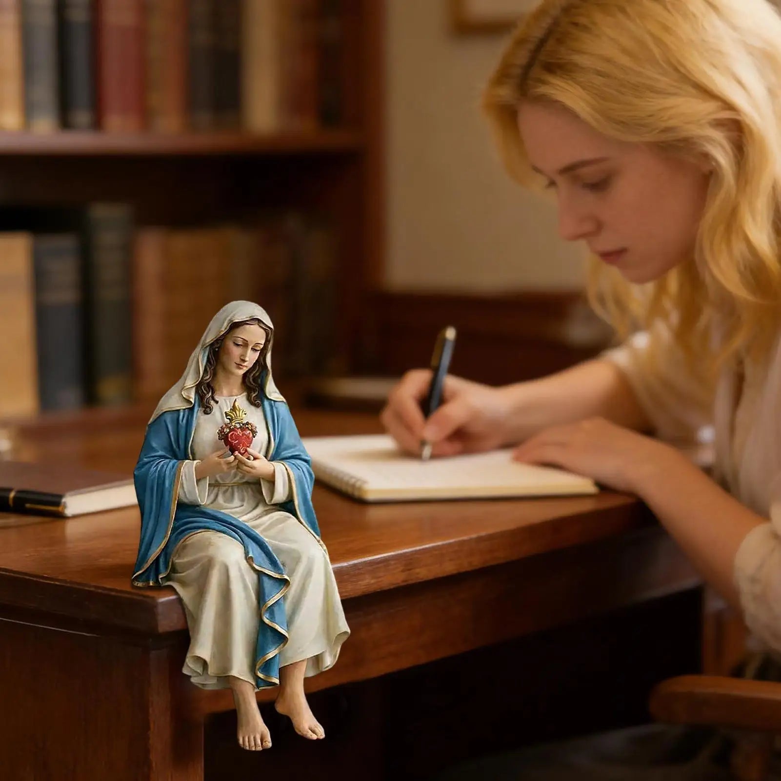 Mother Mary Statue Figurine Decor Hand-painted