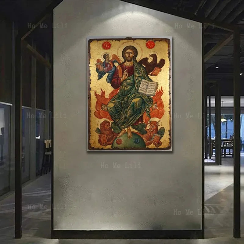 Orthodox Icon Of Christ The King Our Lord Jesus In Glory Divine Resurrection Religion Canvas Wall Art By Ho Me Lili Room Decor