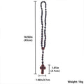 Dark Wood Bead Rosary with Engraved Crucifix Handmade