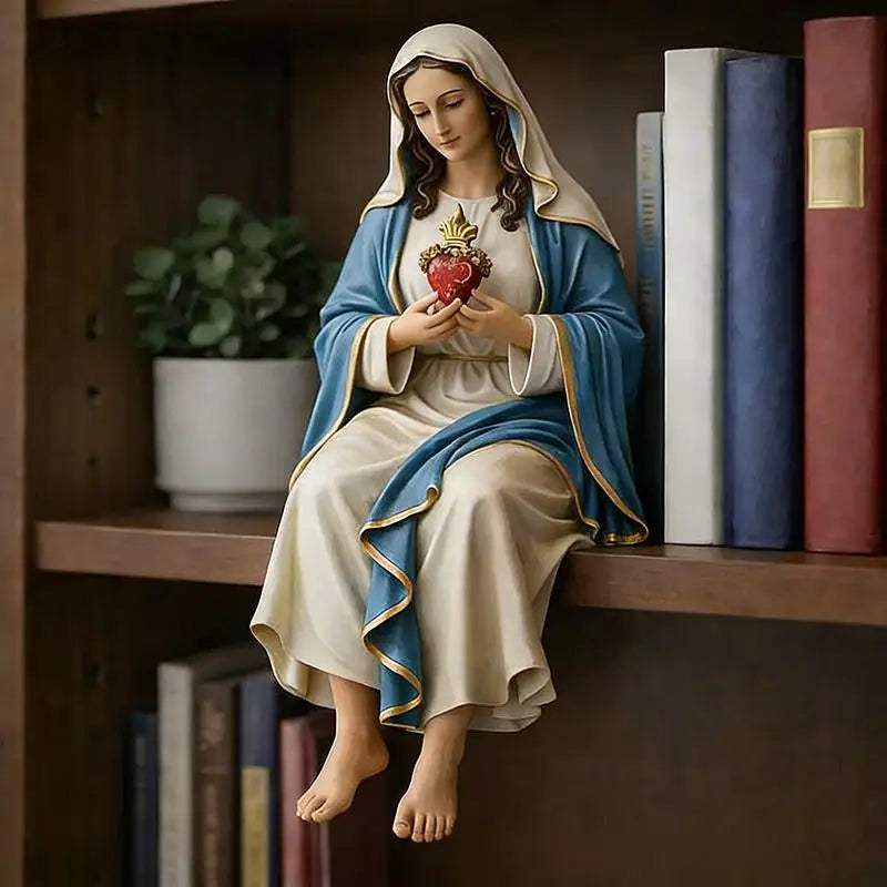 Mother Mary Statue Figurine Decor Hand-painted
