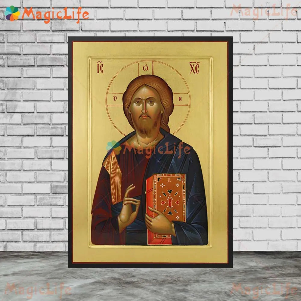 Christ Blessing Icon Orthodox Wall Art Canvas Painting Unframed