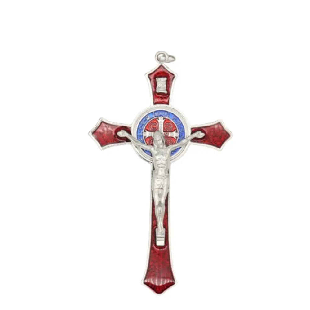 Benedictine Red Enamel Protection Crucifix (4.53*2.76in)