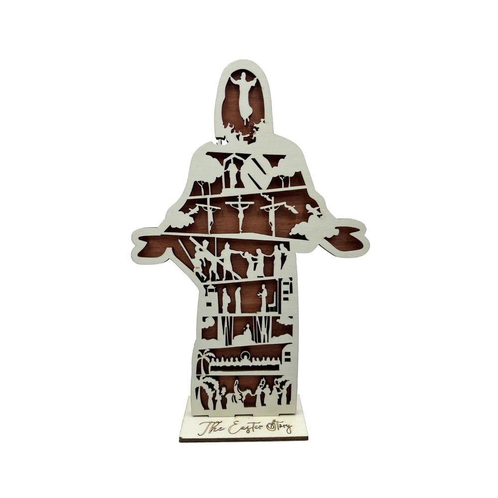 Easter Home Decor, He is Risen Jesus Chris Shelf Sitter