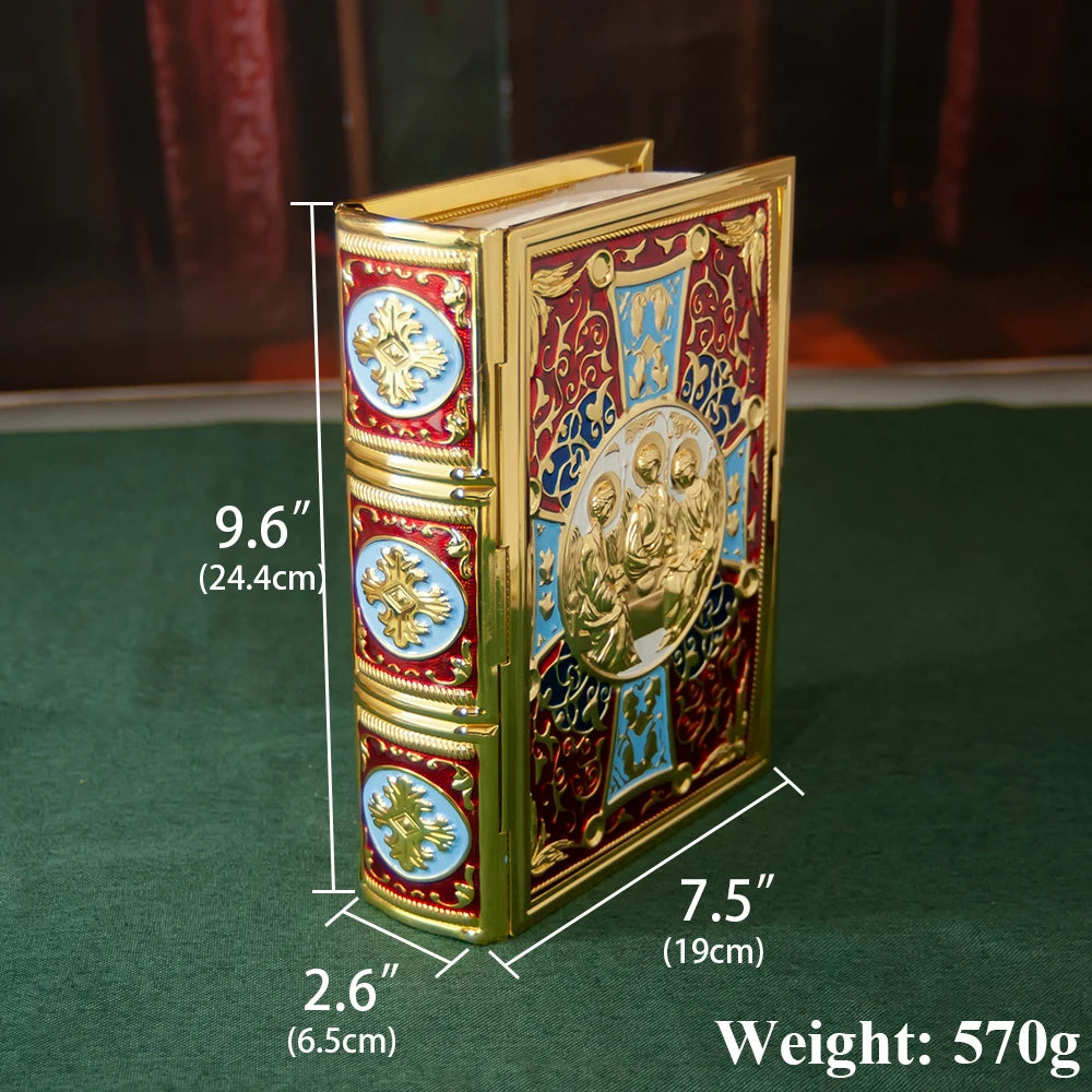 Eastern Orthodox Holy Bible Book Cover Gold Plated Colored Ename