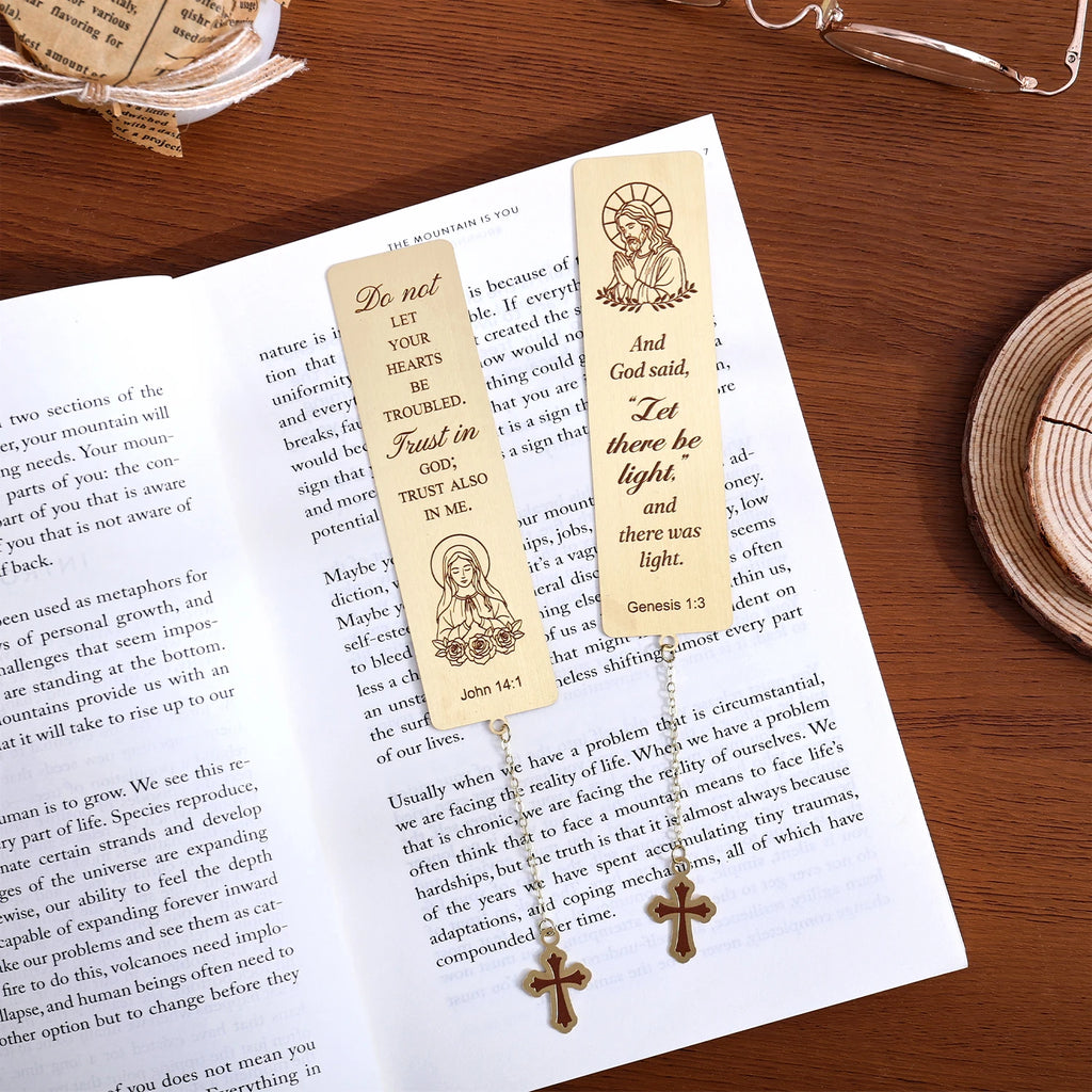 Solid Brass Bible Bookmark with Jesus Engraving