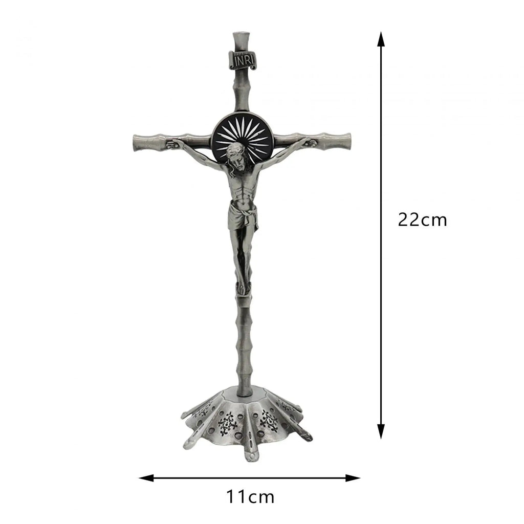 Wall Cross Standing Crucifix, with Base, Sculpture Crucifix Figurine Cross Statue for Home