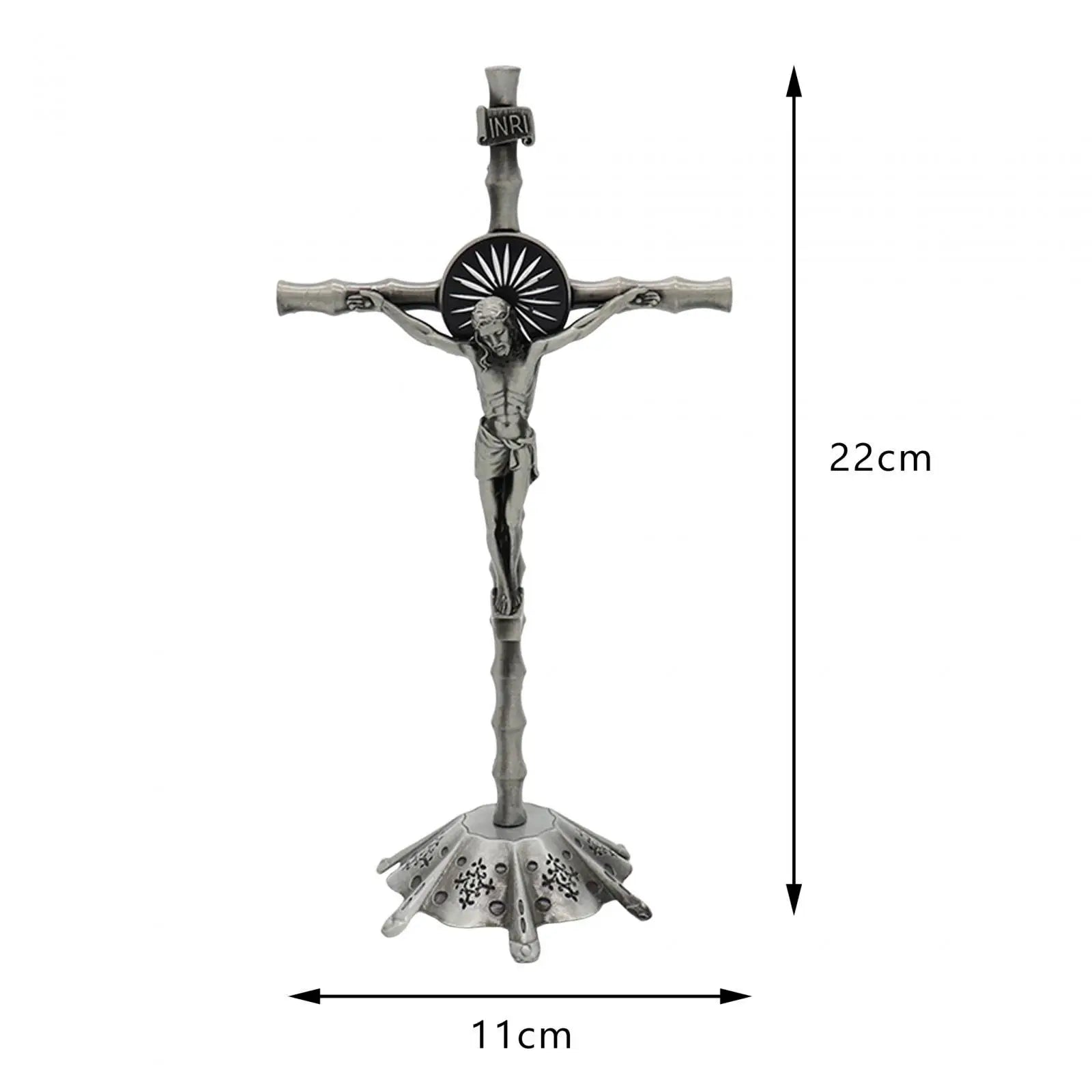 Wall Cross Standing Crucifix, with Base, Sculpture Crucifix Figurine Cross Statue for Home