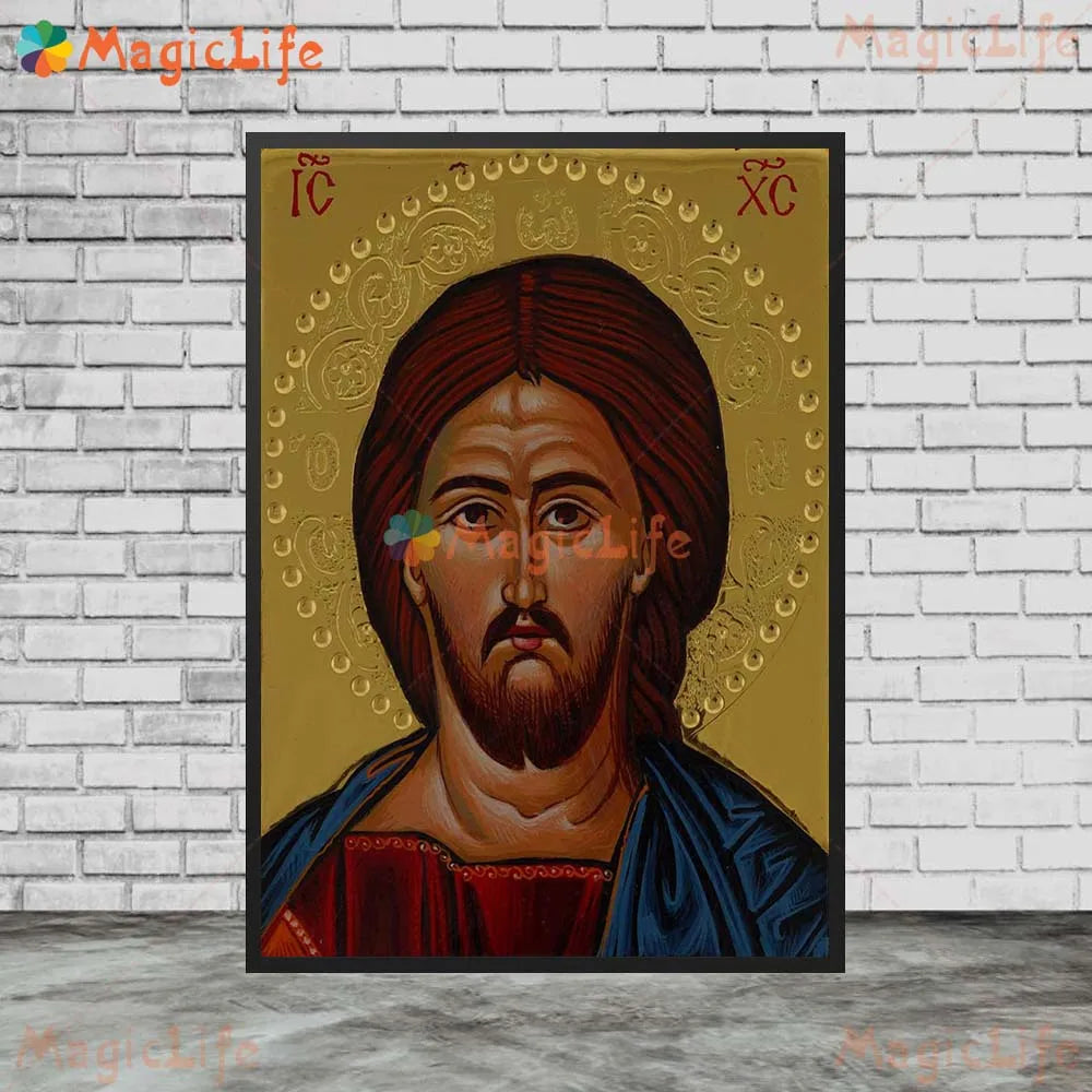 Christ Blessing Icon Orthodox Wall Art Canvas Painting Unframed