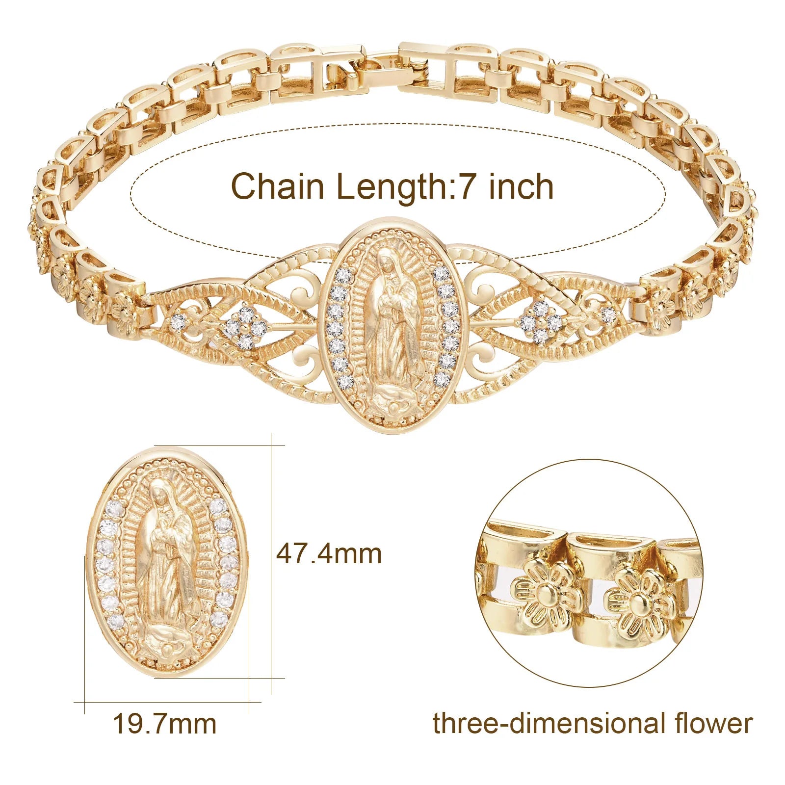 Virgin Mary Cross Bracelet