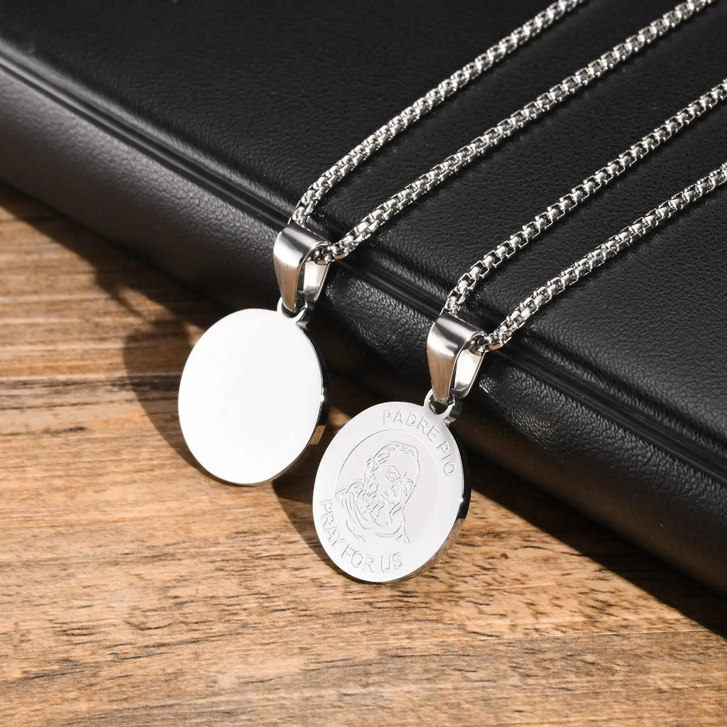 Padre Pio Coin Pendant Necklace