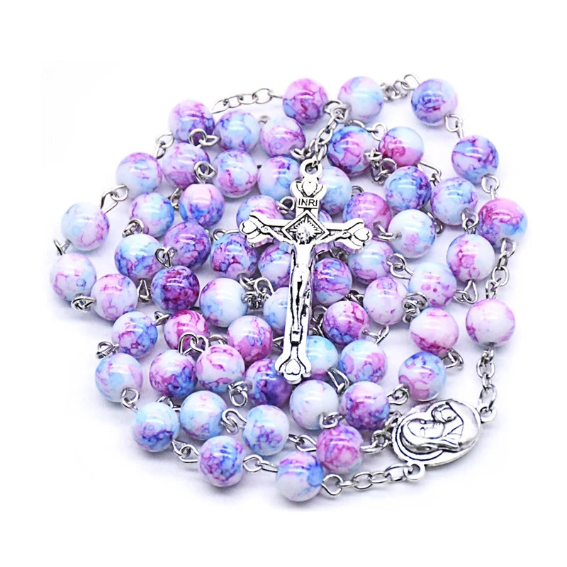 Glass Rosary  with Multicolor Beads