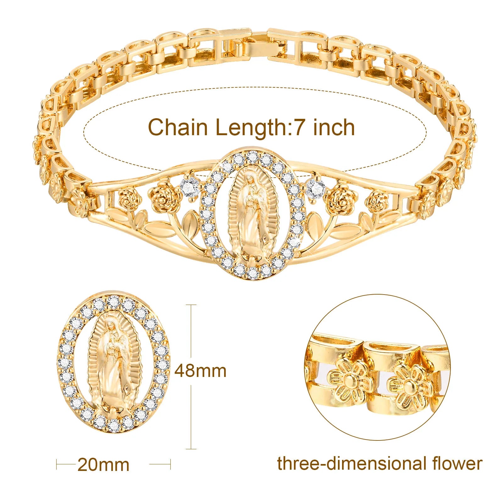 Virgin Mary Cross Bracelet