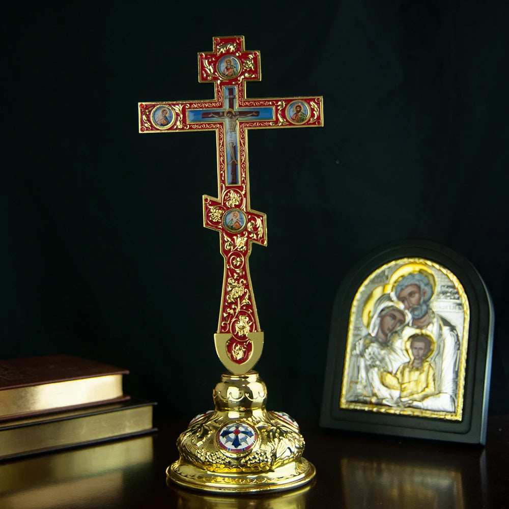 Orthodox Cross with Base Home Desktop Decor Decoration
