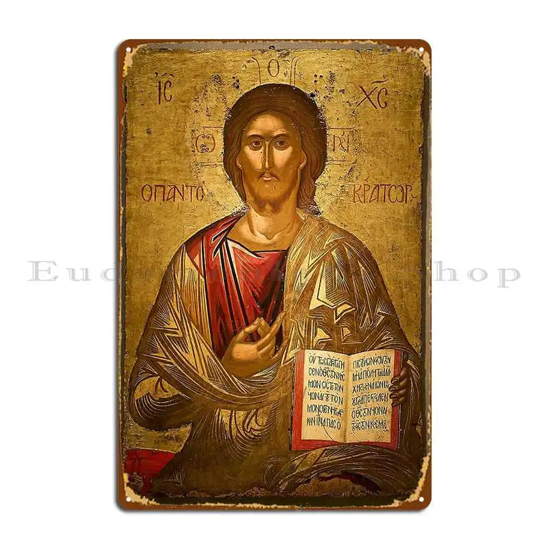 Jesus Christ Holding The Gospels Metal Plaque Poster Wall Mural