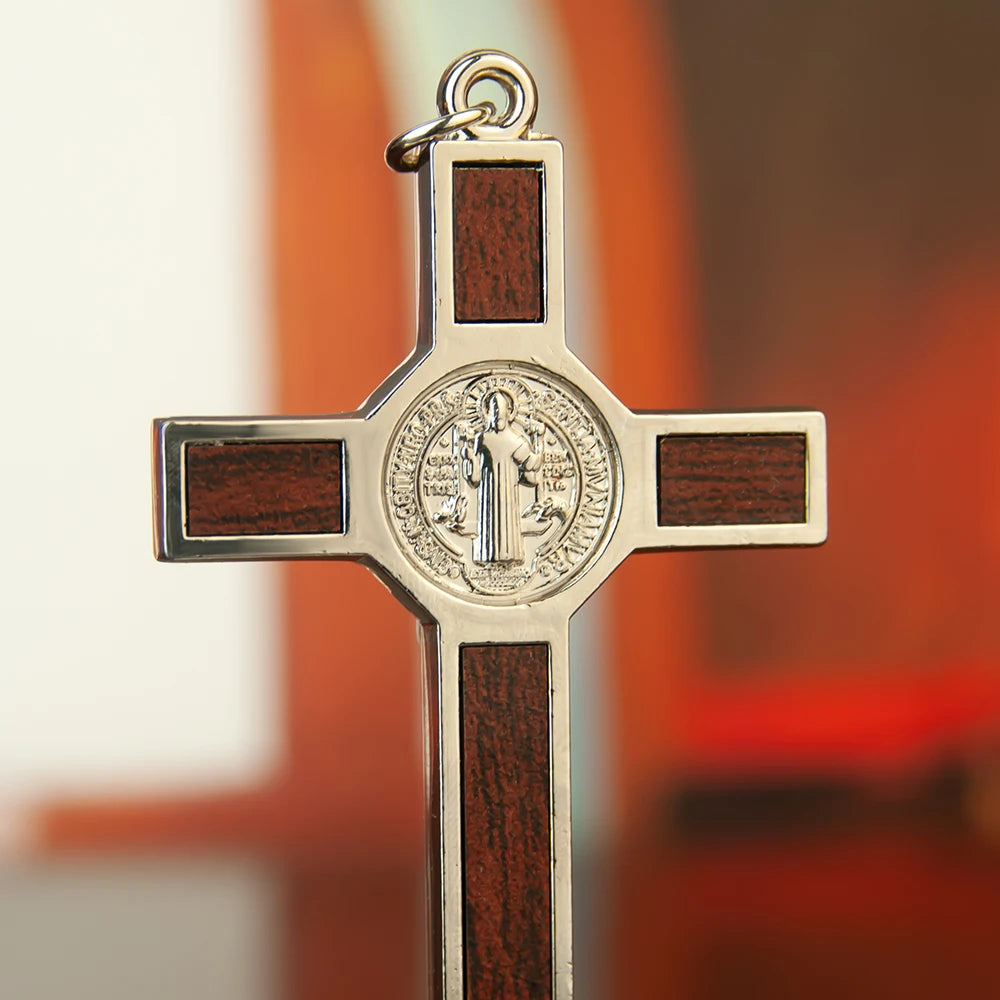 Catholic Cross Saint Benedict Cross 3.5In Gold Silver Plated