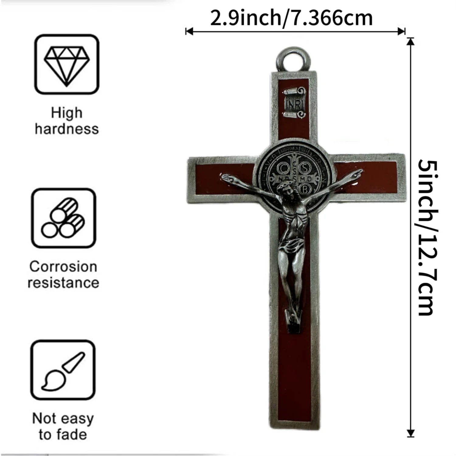 Crucifix Wall Cross-St. Benedict Wall Art-5.0X2.7 Inch Enamel