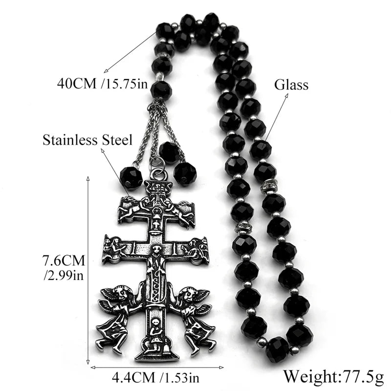 Caravaca Crucifix with Cherub Angel Pendant
