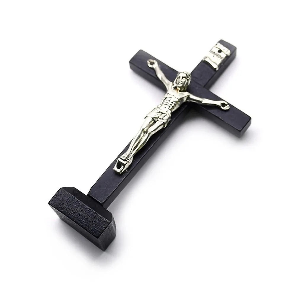 Tabletop Wood Crucifix on stand