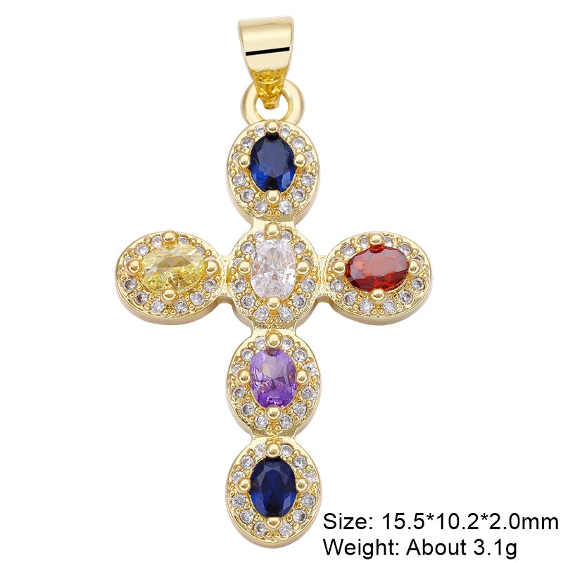 Rosary Jewelry Making Handmade 18K Real Gold Plated Opal Shell Cross
