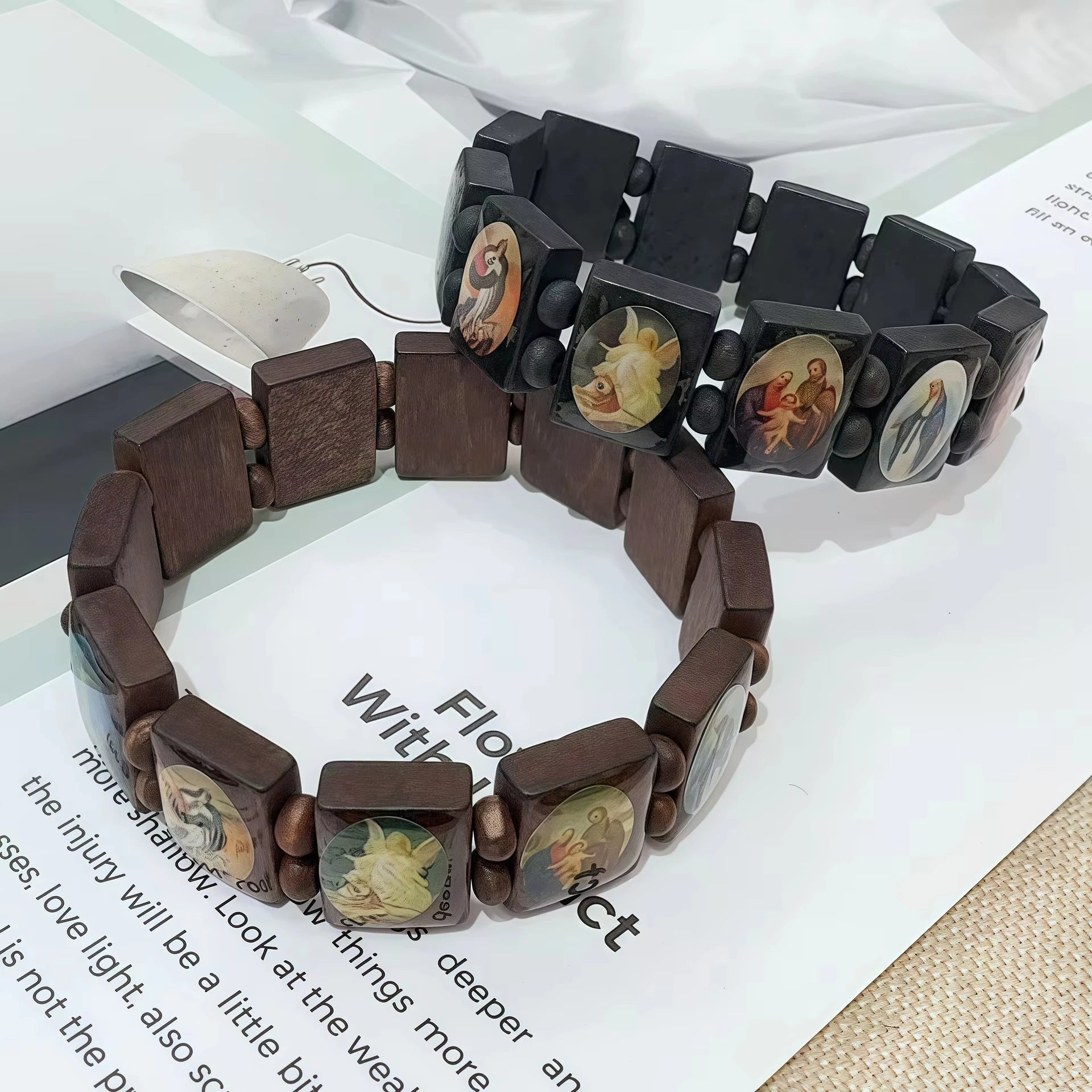 Saints Wooden Bracelets Holy Icon Beads Bracelet