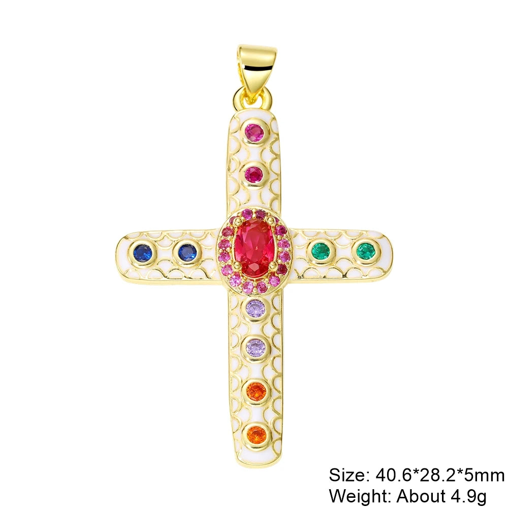 Rosary Jewelry Making Handmade 18K Real Gold Plated Opal Shell Cross