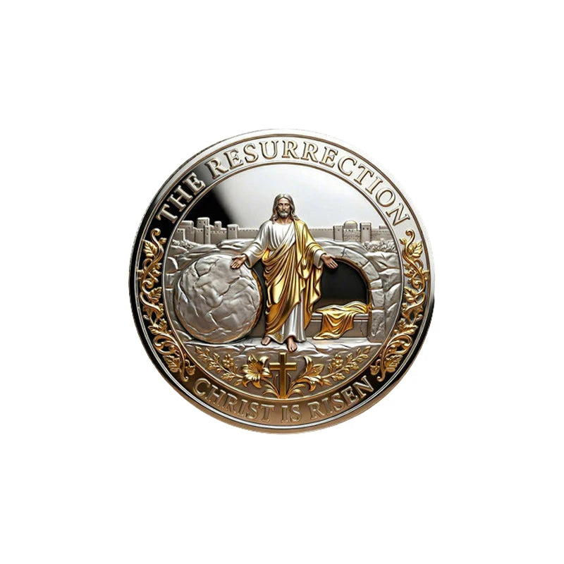 Crucifixion & Resurrection Commemorative Coin Christ Is Risen Coin Souvenir Gifts for Collection