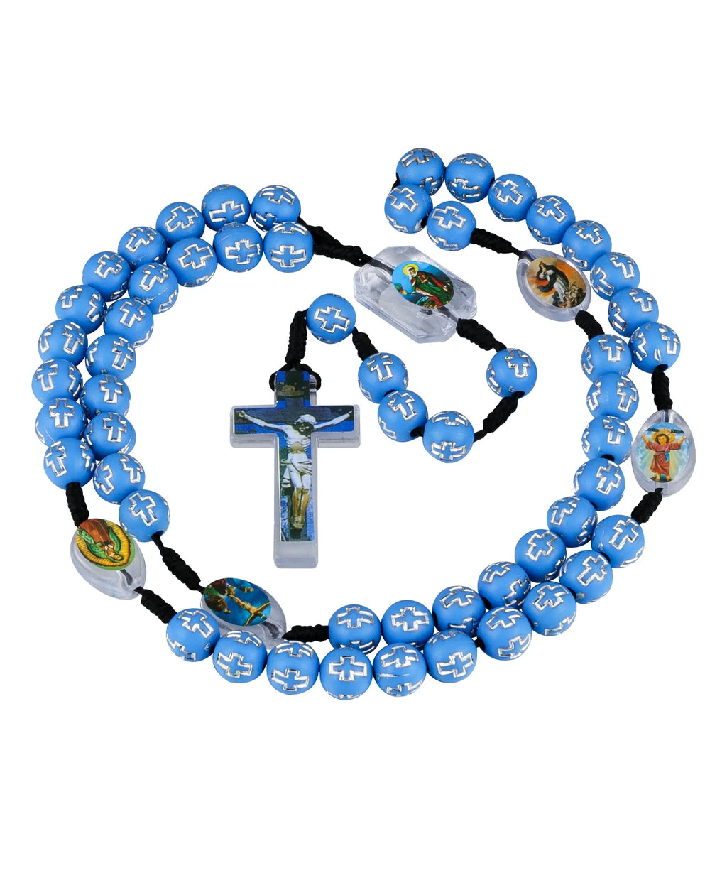 6 Colors Prayer Beads Chain Rosary Necklace Random Holy Icon Medal Spacer Beads