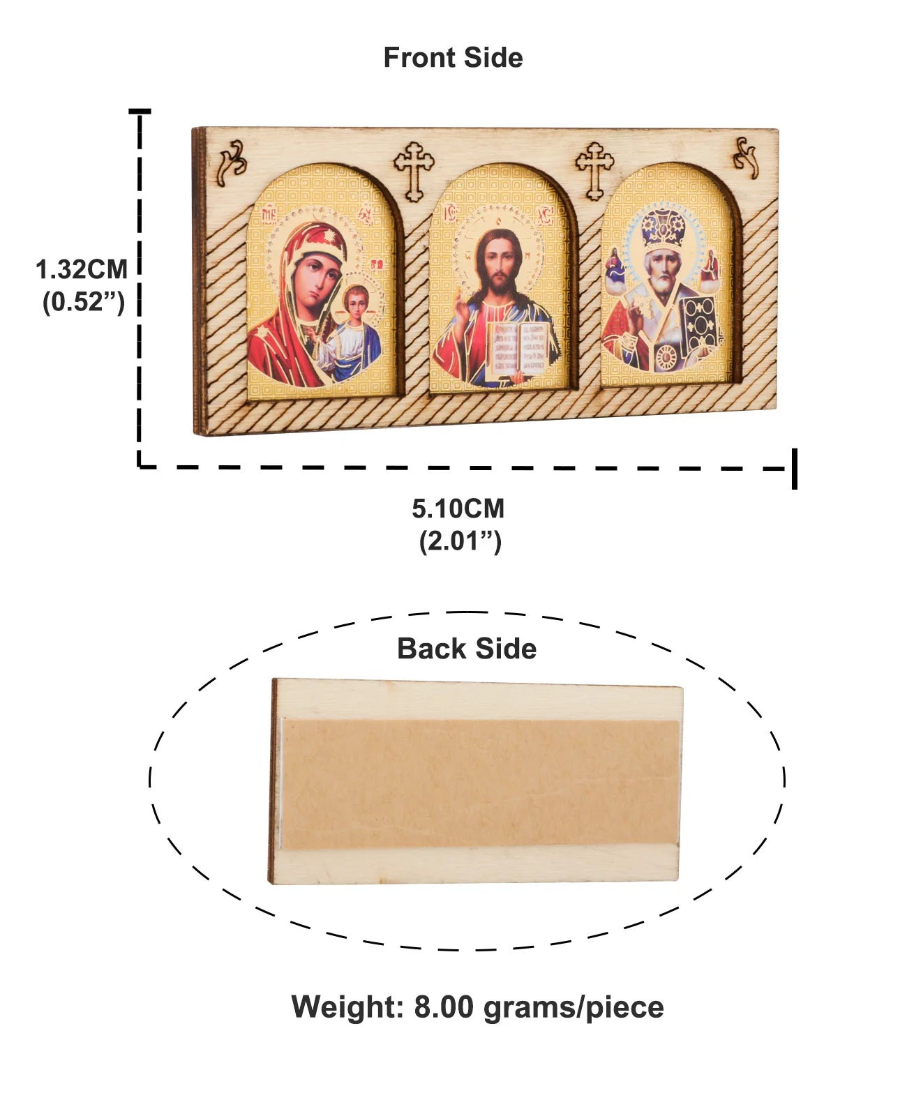 Stickable Orthodox Triple Holy Icon Theotokos Pantocrator Jesus St.Nicholas