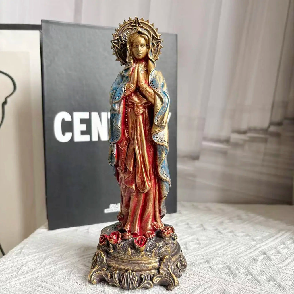 Virgin Mary Blessing Statue, Hand-Painted Figurine