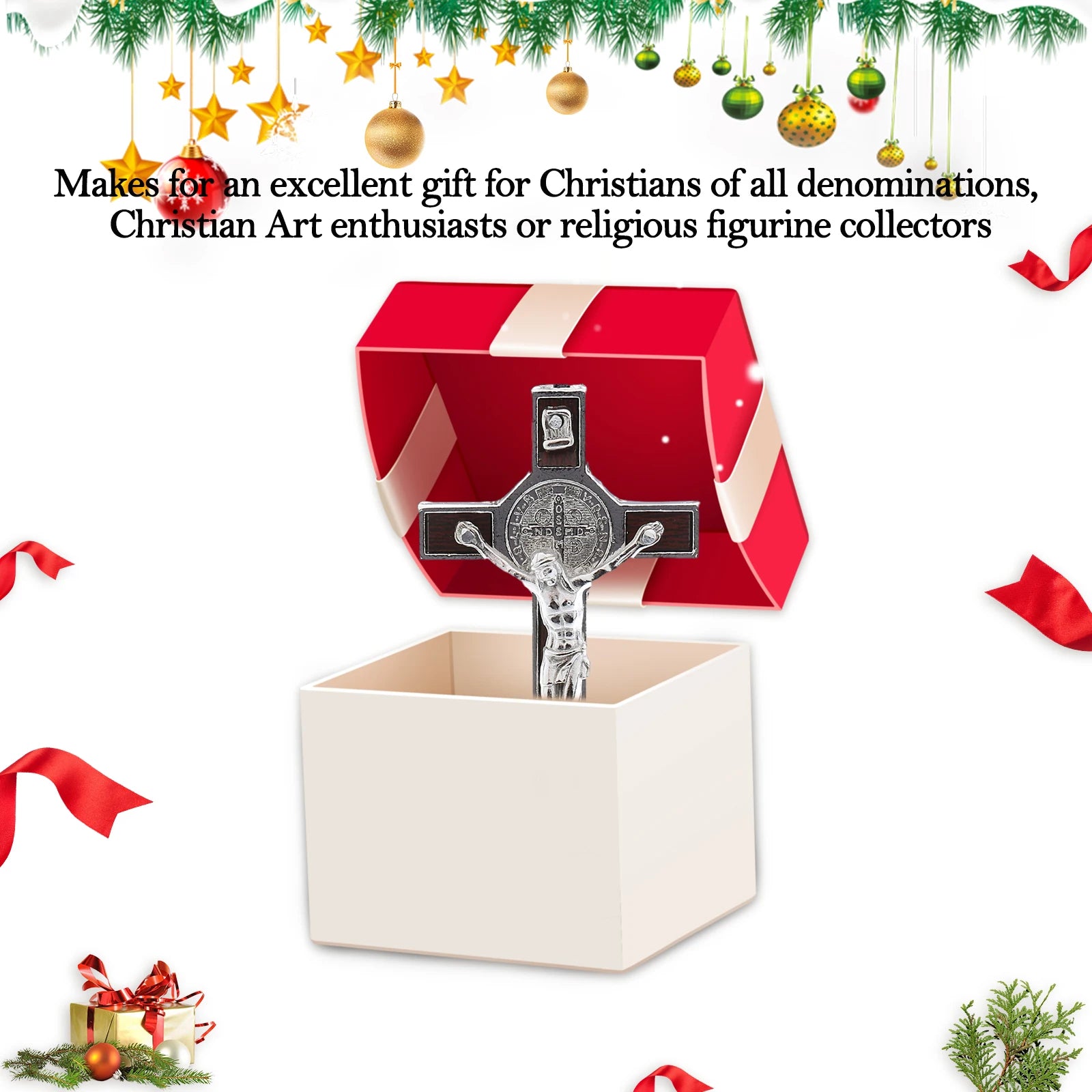 Metal Crucifix Statue with Sticky Base Crucifix Home Desktop Decoration