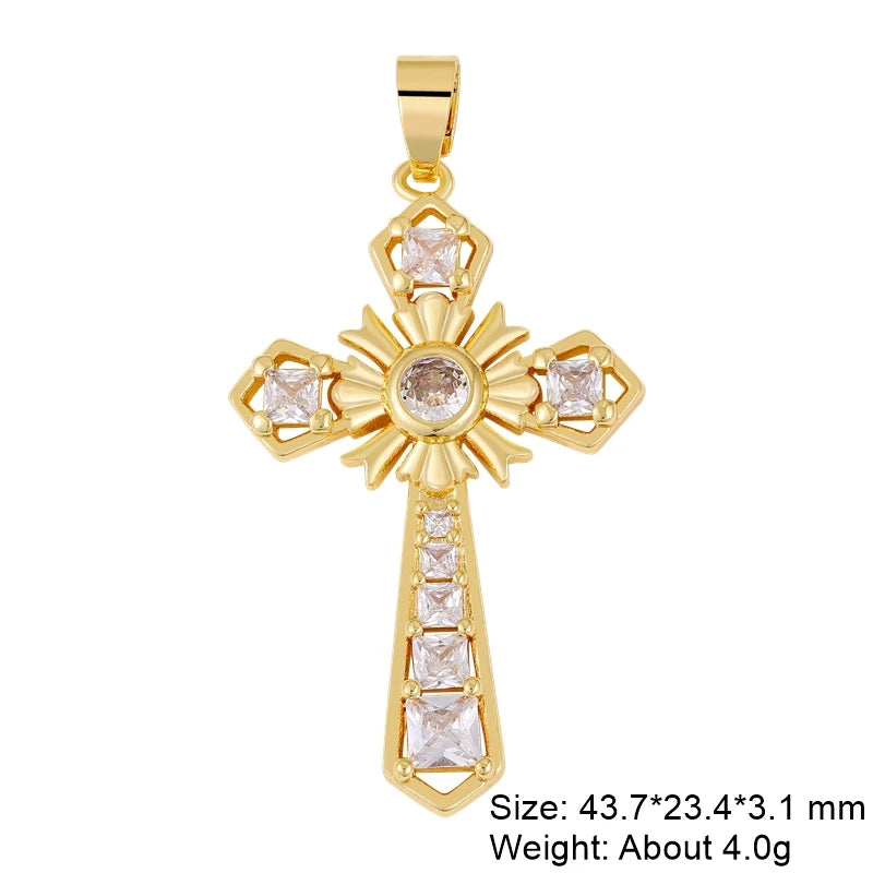 Rosary Jewelry Making Handmade 18K Real Gold Plated Opal Shell Cross