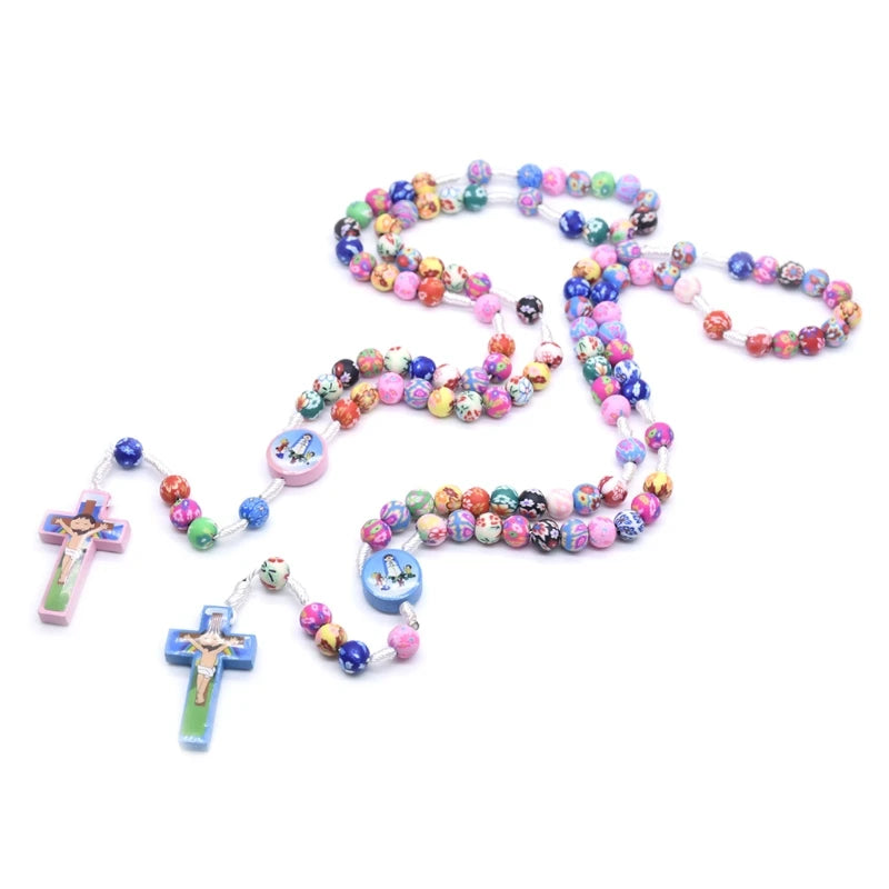Multicolored Rosary with soft wooden beads